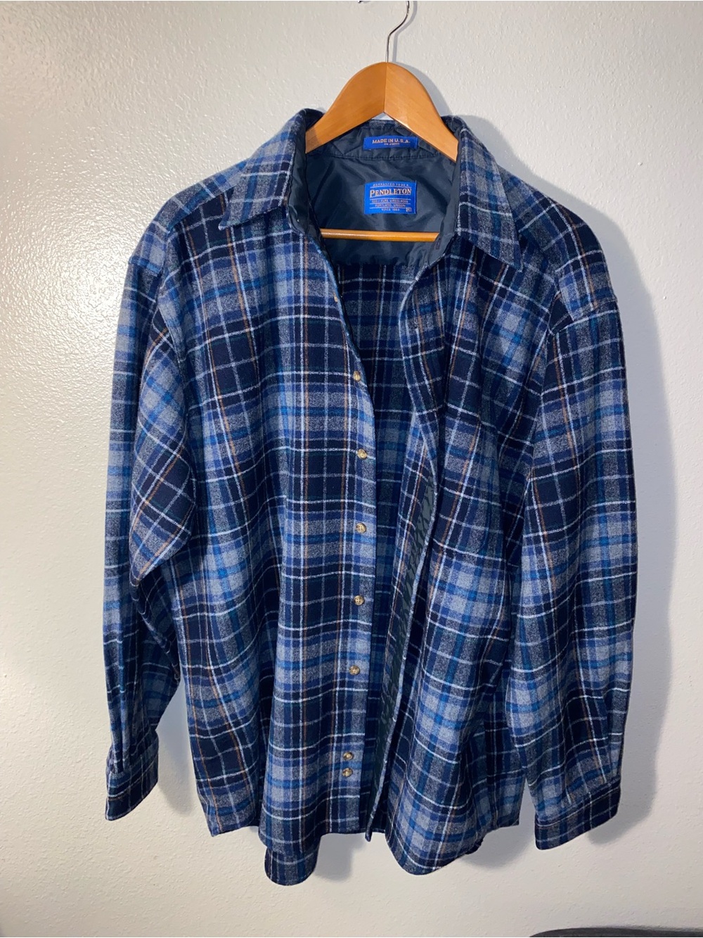 Vintage Pendleton 100% Virgin Wool Plaid Flannel Shirt USA Made - XL